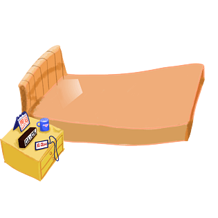 棕色居家床及床头柜pngpsd2000*2000简约心形素材手绘可爱卡通小爱心