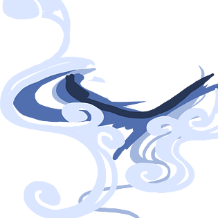 卡通手绘蓝色云雾缭绕