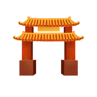 卡通手绘红色古代宫墙大门