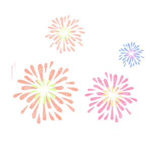 四处绽放的卡通彩色烟花