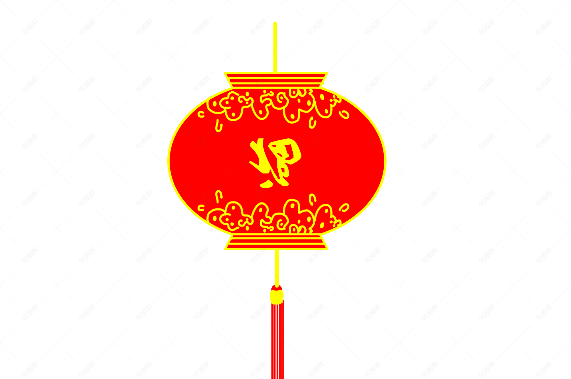 手绘中国风组图红灯笼图