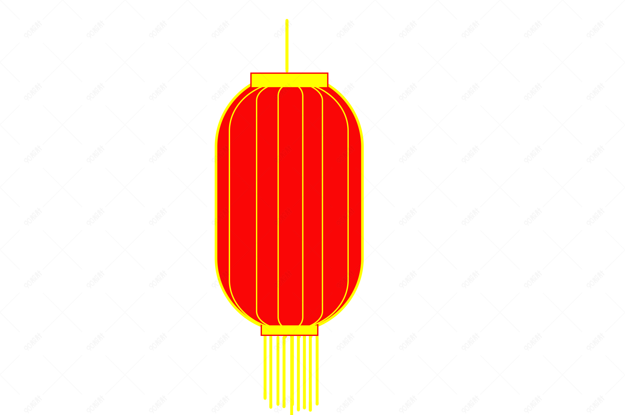 手绘中国风长方形红灯笼图