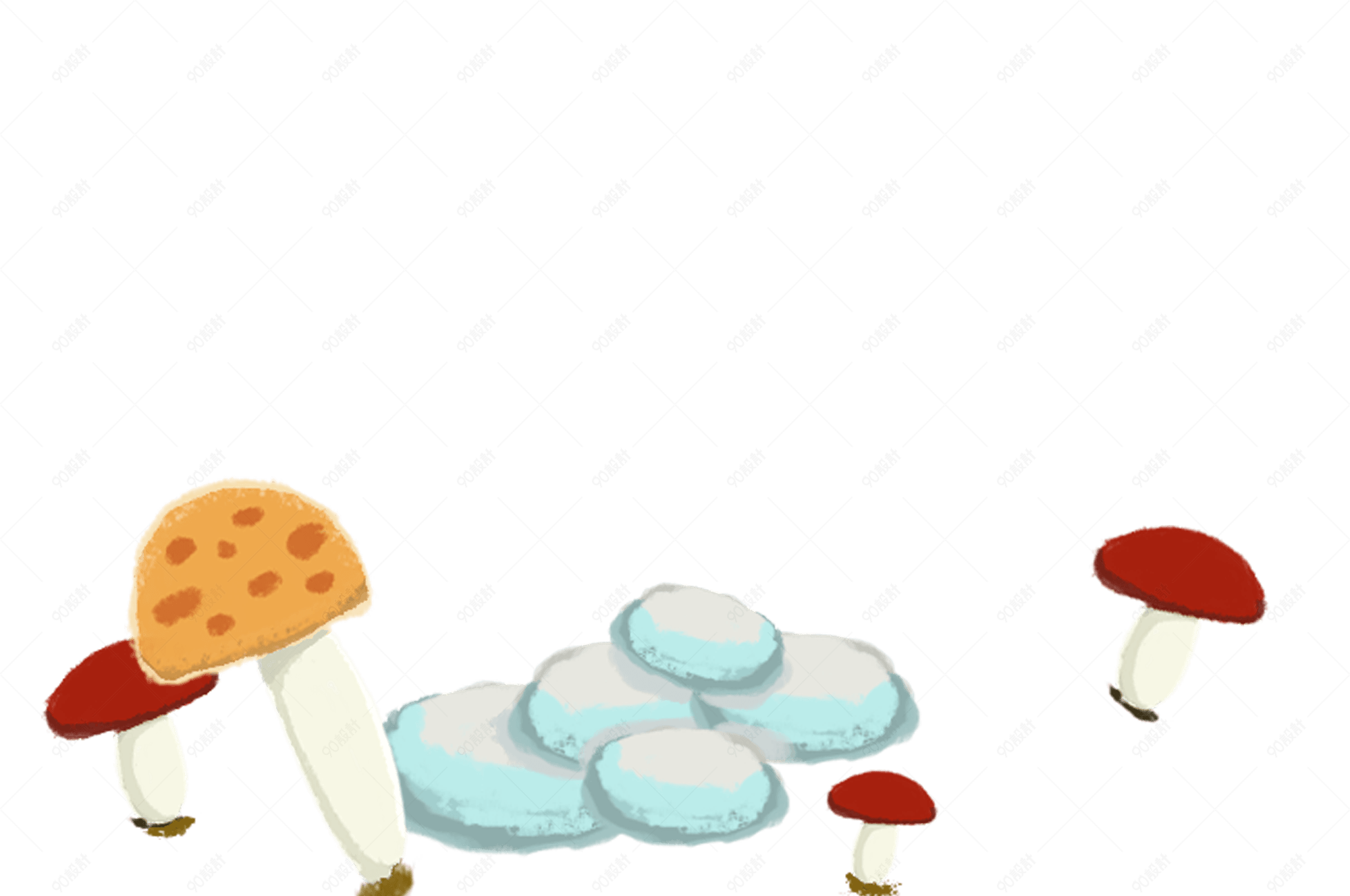 冬季小清新卡通手绘蘑菇