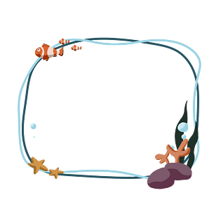 手绘漂亮的小鱼边框