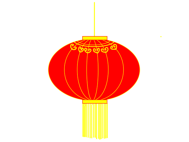 手绘中国风椭圆形红灯笼图