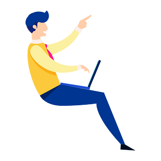 坐着的打字的商务卡通人士