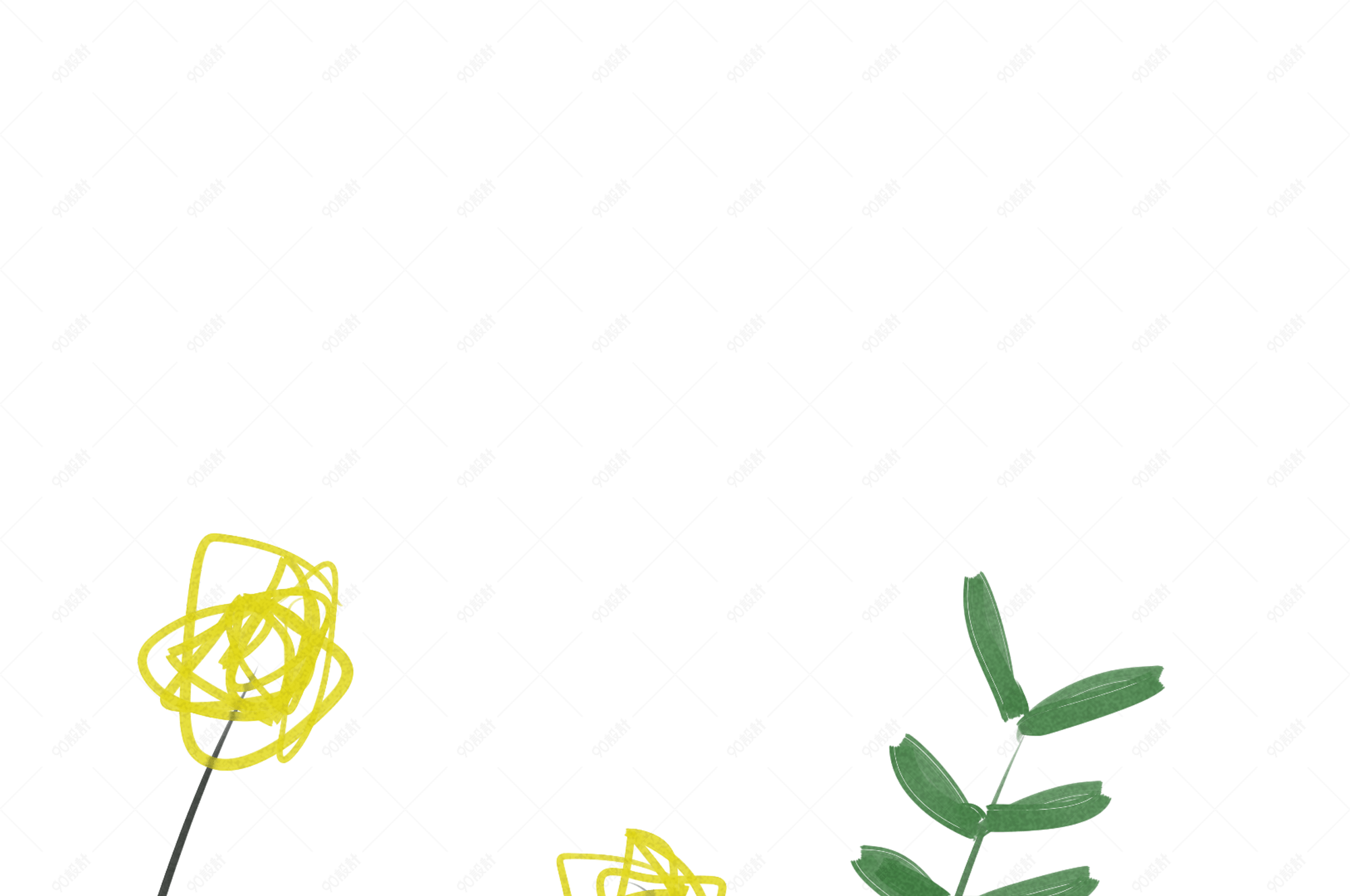 小清新的卡通花草背景免抠图