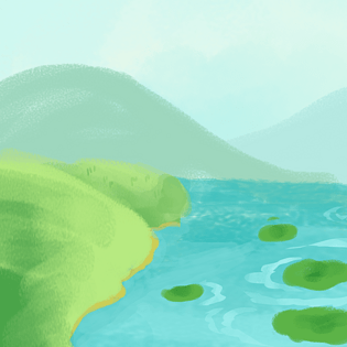 卡通手绘山水画背景图