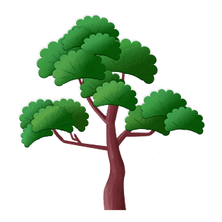 新年蜡笔质感手绘松树