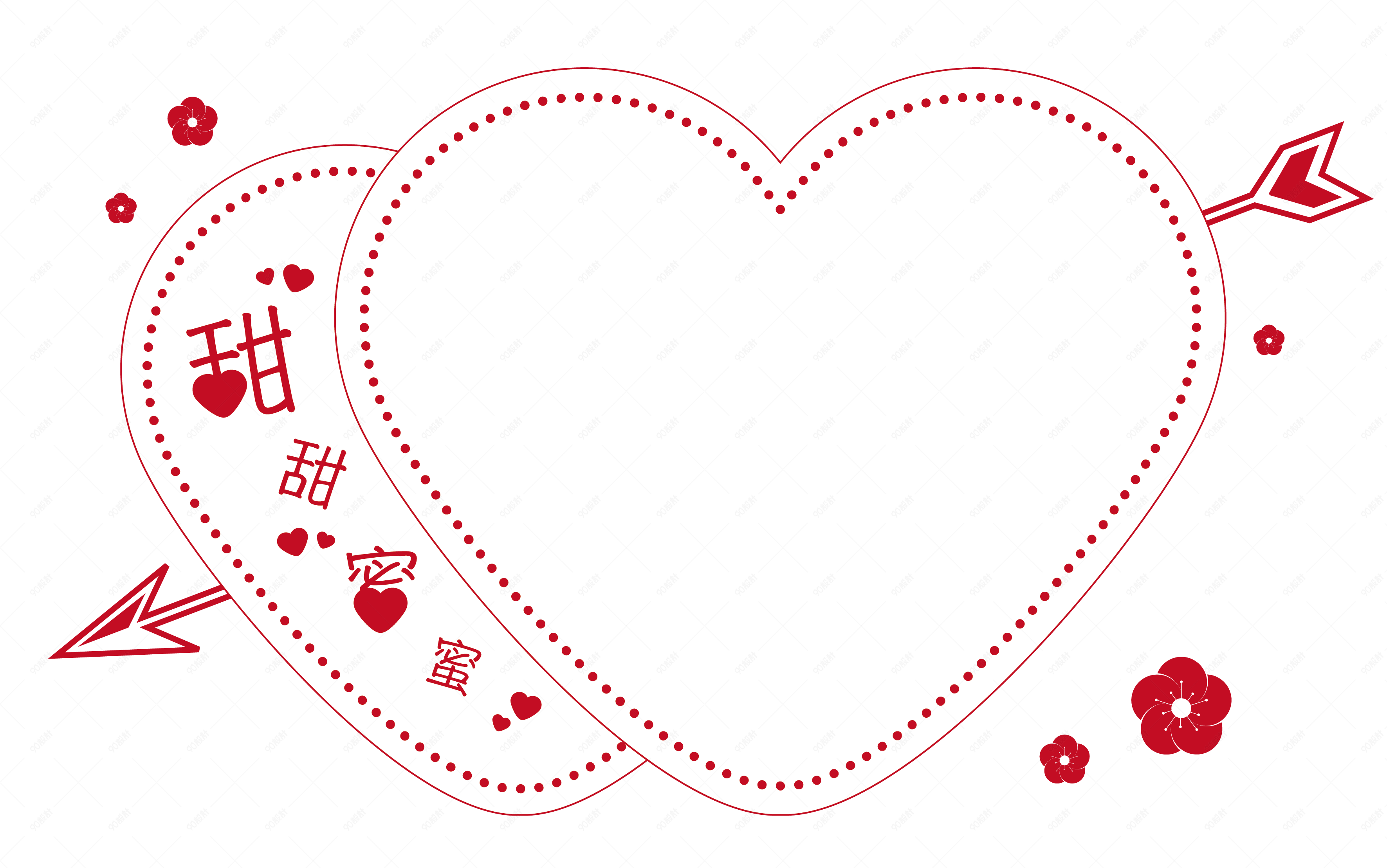 情人节红色系一箭穿心甜蜜爱情桃心边框矢量素材