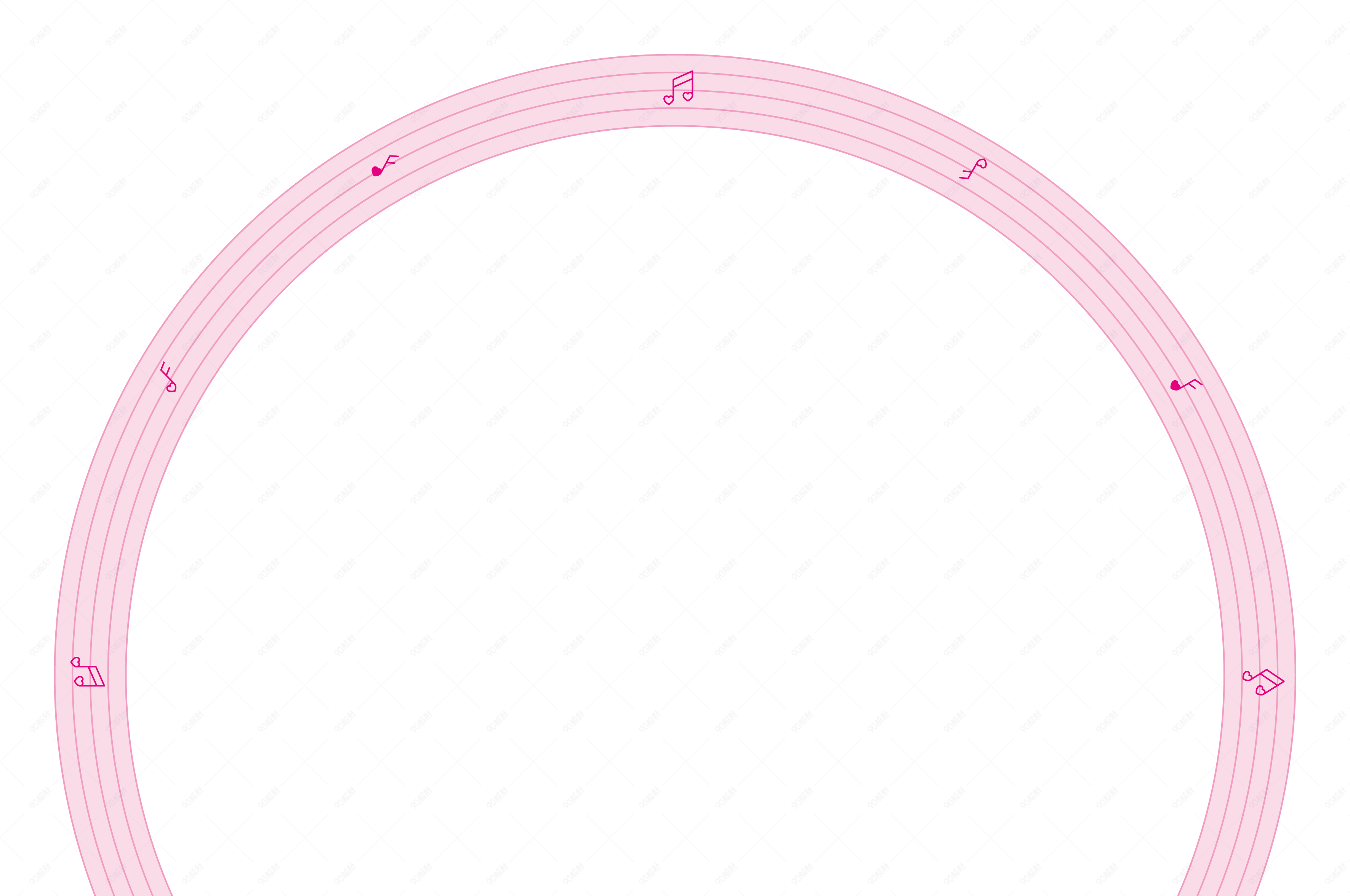 情人节粉色可爱五线谱爱情音符矢量圆框素材